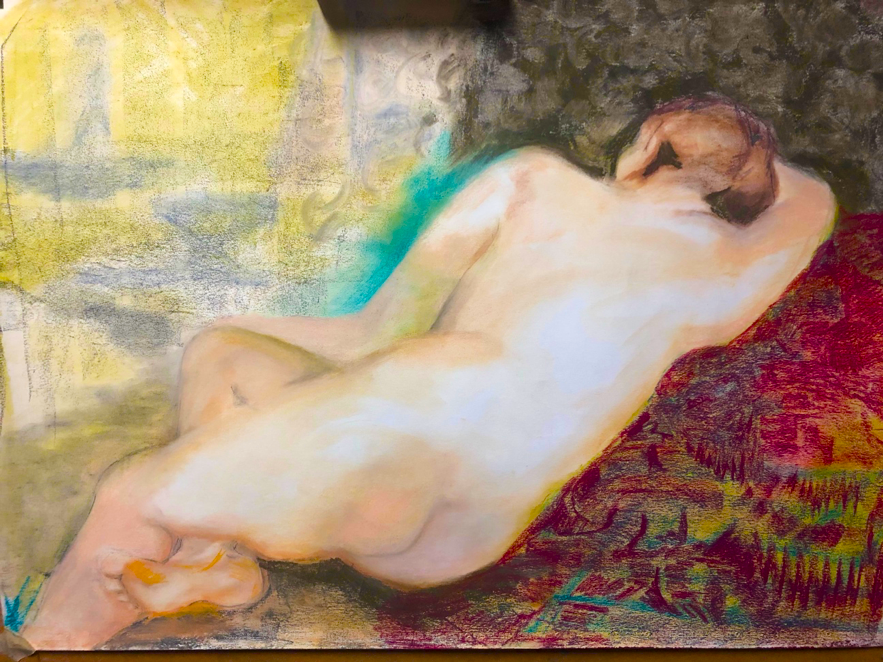 Mónica Biaggio. “Desnudo”. Pastel sobre papel 1,20 por 0,80 2019. EOL-AMP